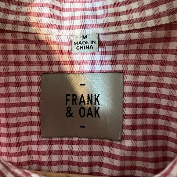 Frank & Oak Cotton Oxford Brick Red Check Button Up Shirt in Medium - Picture 6 of 9